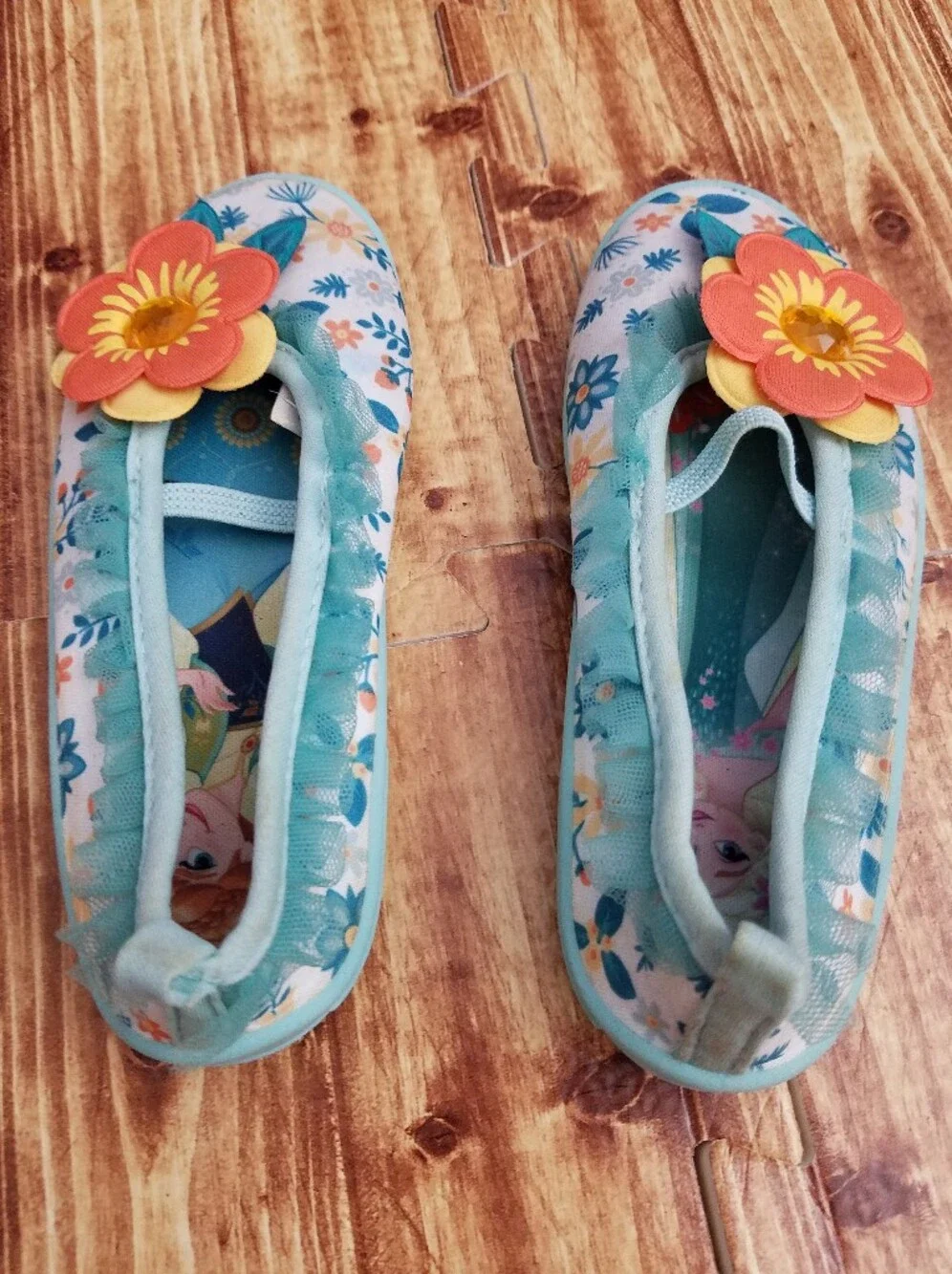 Disney Store Blue Floral Frozen Elsa & Anna Swim Shoes - Girls Size 10 Water